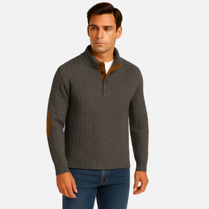 Men's Warm Buttoned Sweater - Pullover