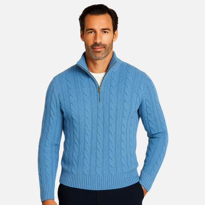 Men' Knitted Half-Zipper Sweater - Half-Zip Pullover