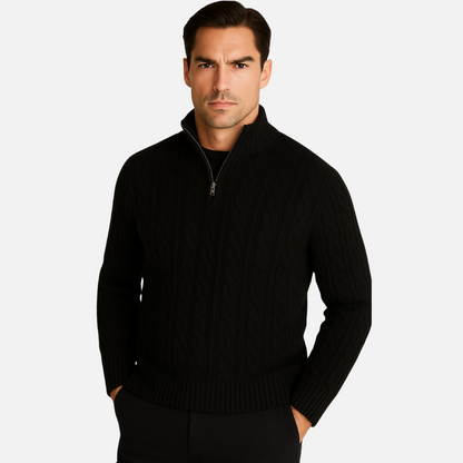 Men' Knitted Half-Zipper Sweater - Half-Zip Pullover