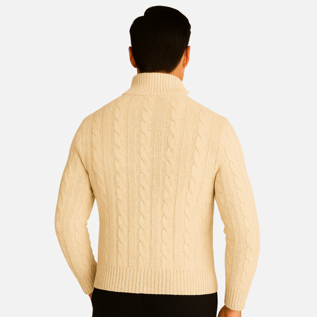 Men' Knitted Half-Zipper Sweater - Half-Zip Pullover