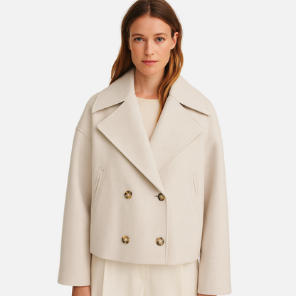 Women's Smart Dress Coat - Buttoned Smart Jacket