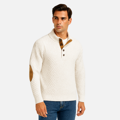 Men's Warm Buttoned Sweater - Pullover