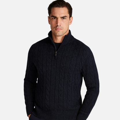 Men' Knitted Half-Zipper Sweater - Half-Zip Pullover