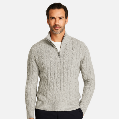 Men' Knitted Half-Zipper Sweater - Half-Zip Pullover