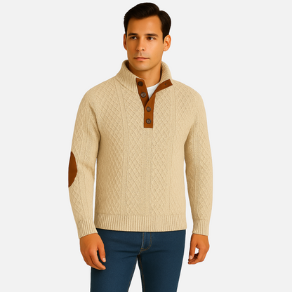 Men's Warm Buttoned Sweater - Pullover