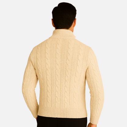 Men' Knitted Half-Zipper Sweater - Half-Zip Pullover